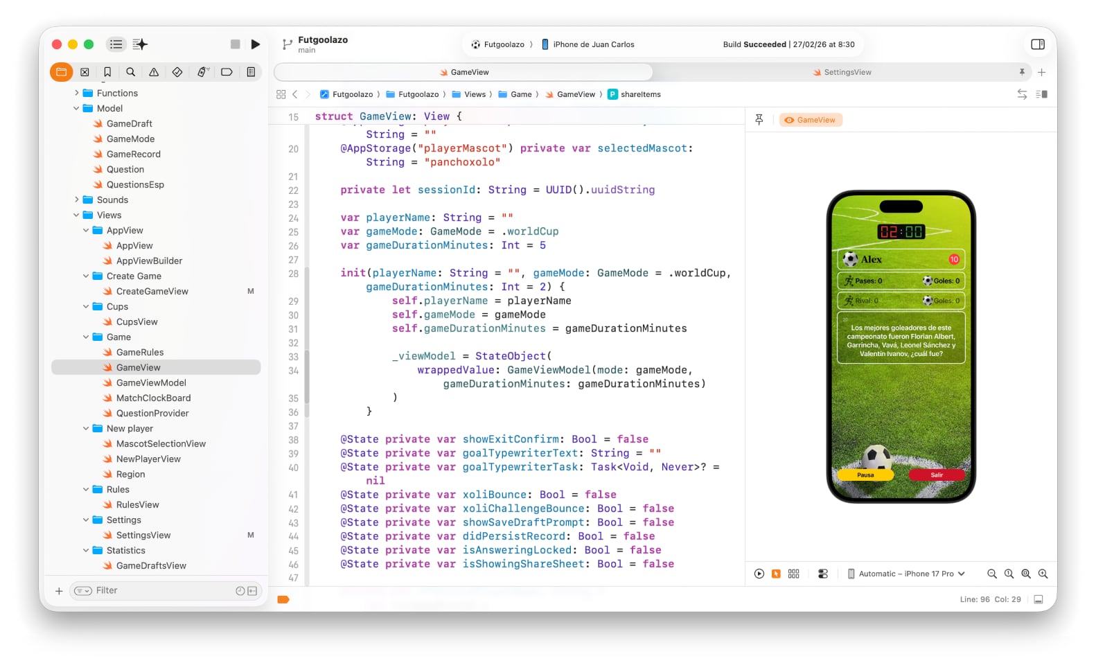 Captura de Xcode (Swift)