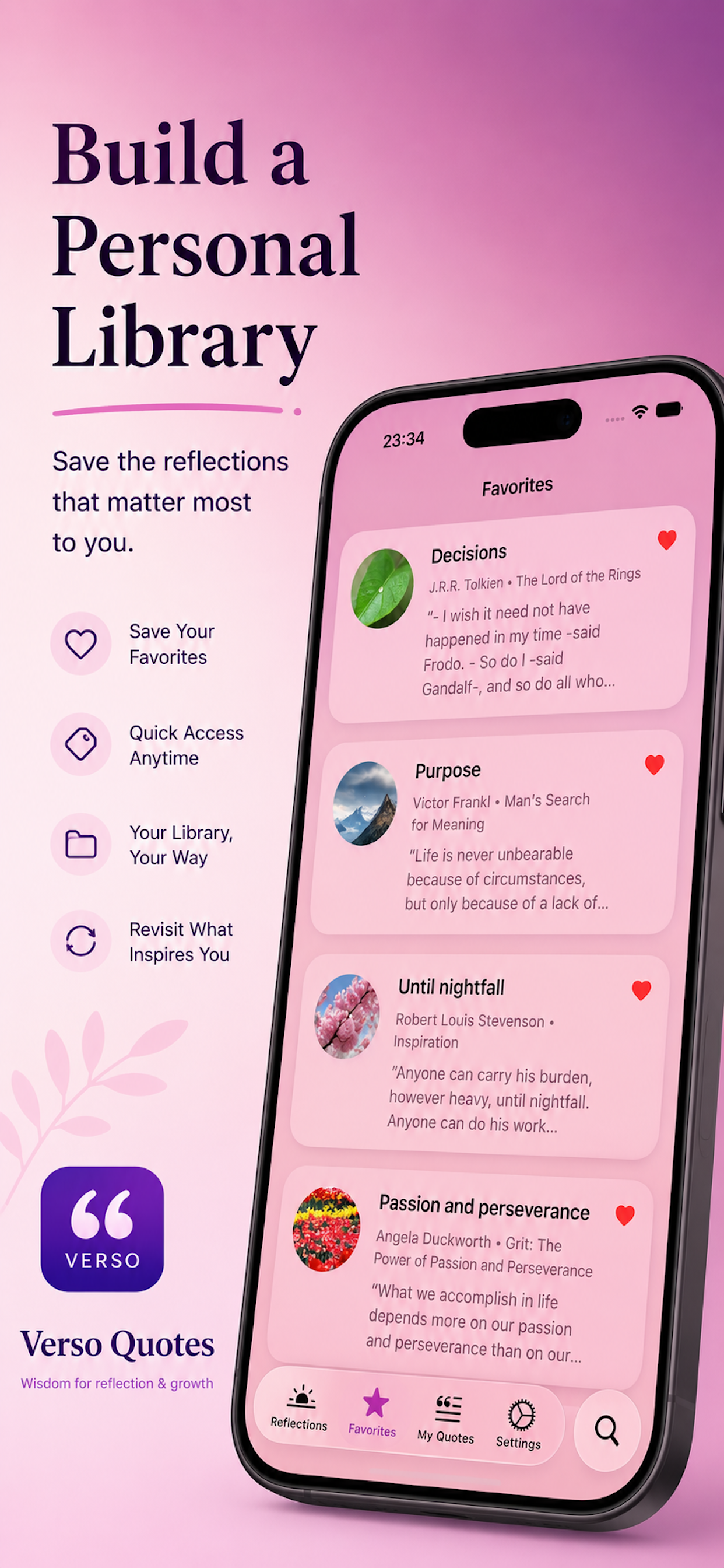 Verso add personal quote screen