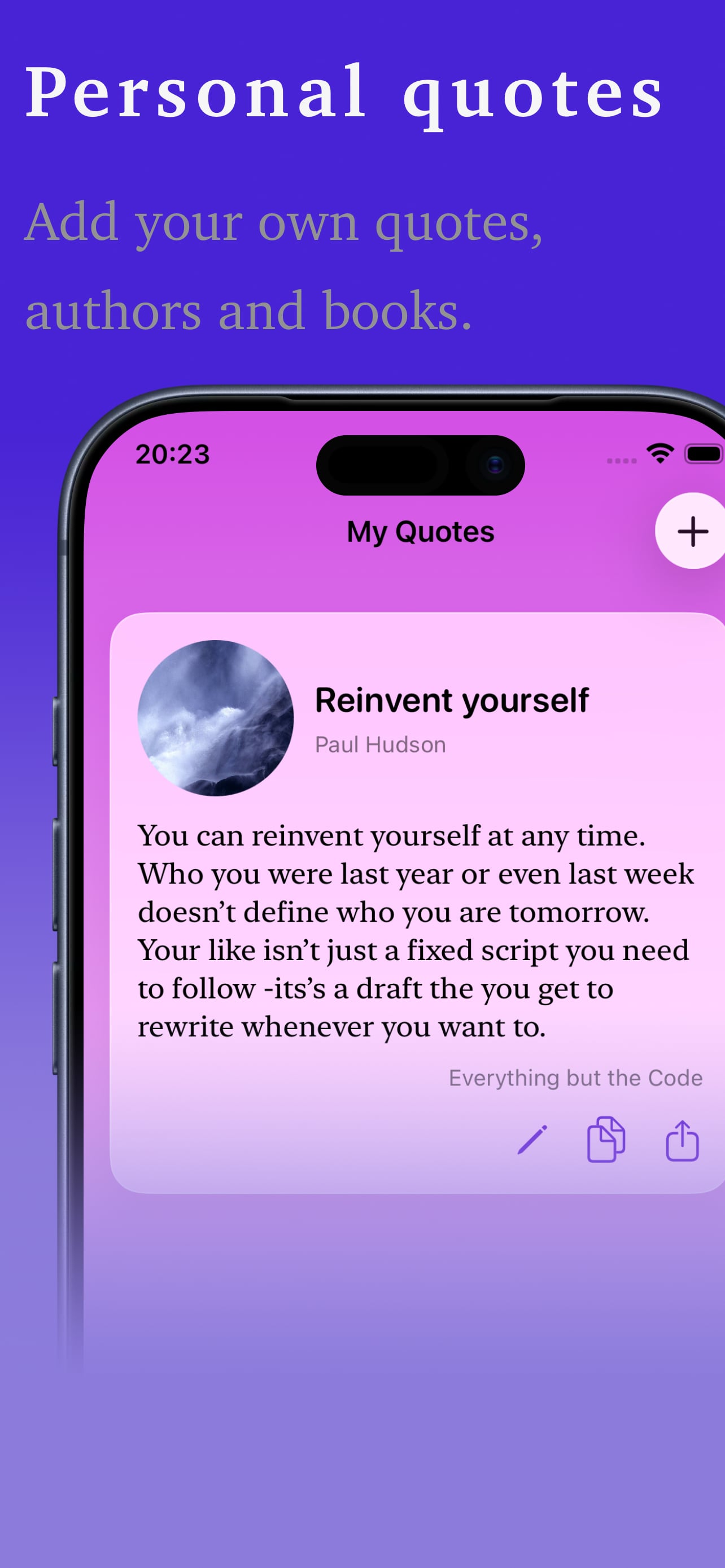 Verso add personal quote screen