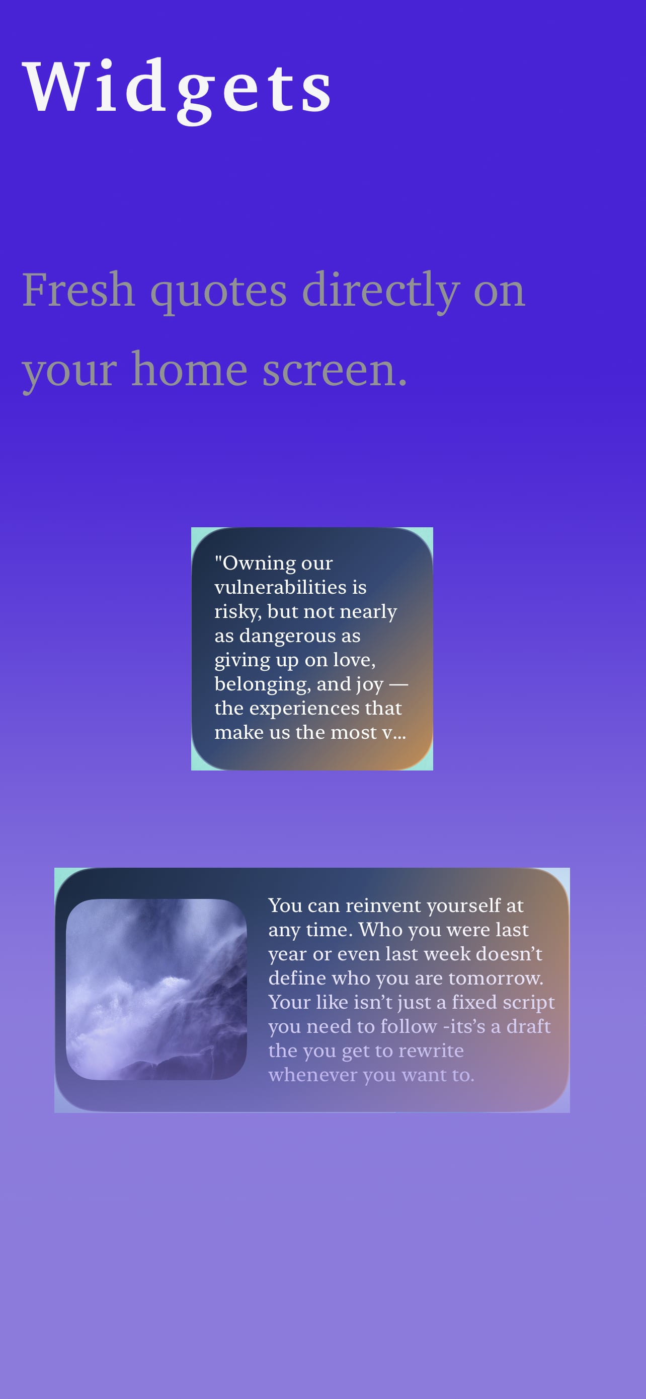 Verso widgets screen