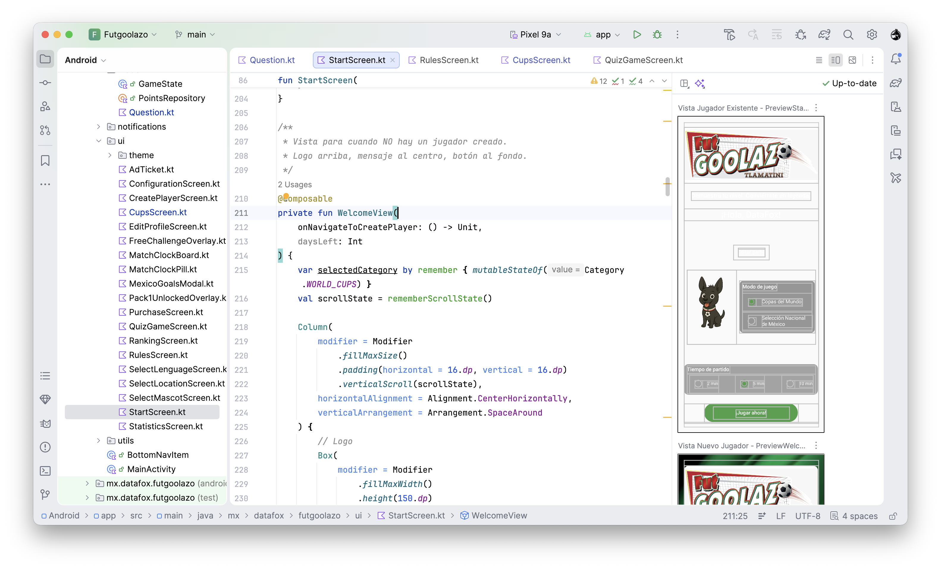 Captura de Android Studio (Kotlin)